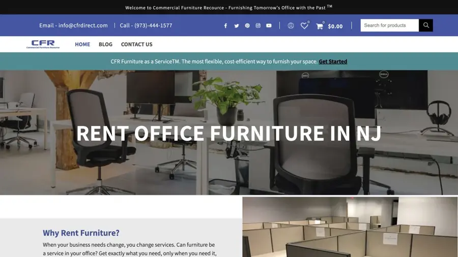 Current public website preview for Commercial Furniture Rentals