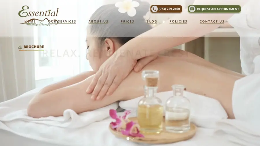 Current public website preview for Essential Massage Therapy