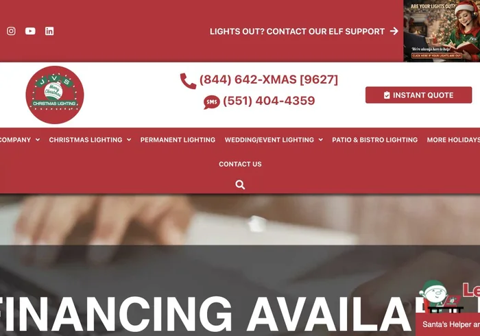 Current public website preview for JVS Christmas Lighting
