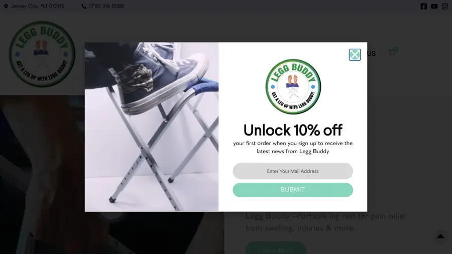 Current public website preview for Legg Buddy