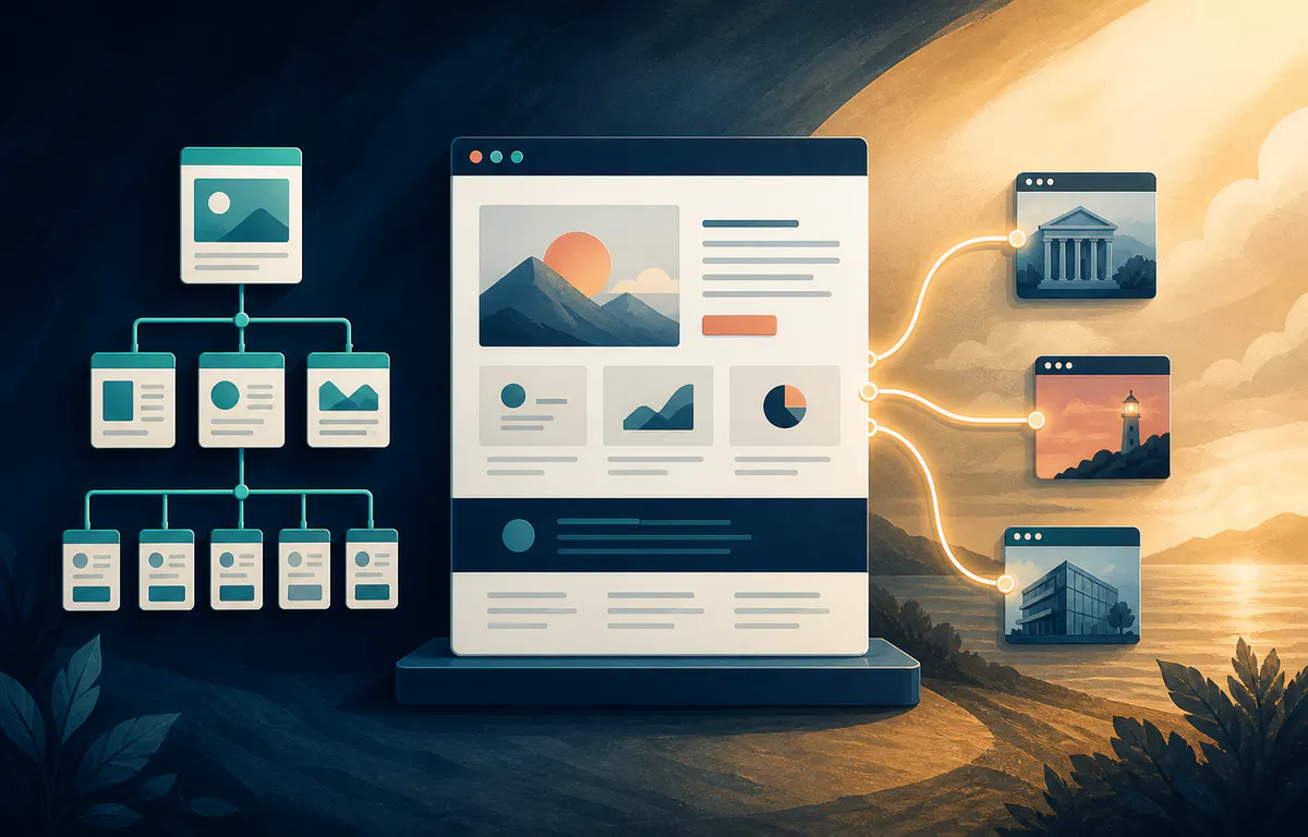 Strong website foundation connected selectively to relevant external sources of authority