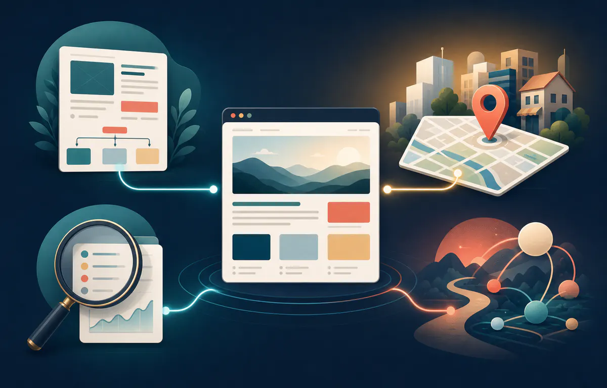 Website connected to on-page SEO structure, local visibility, audit findings and selective authority support