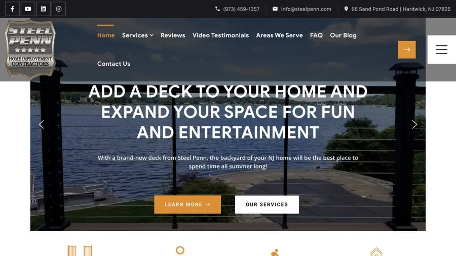 Current public website preview for Steel Penn
